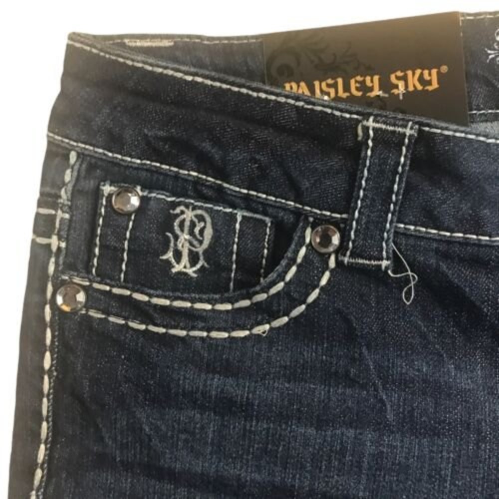 Paisley Sky Women's Capri Denim Jeans Size 8 Low Rise Embellished NWT - Picture 10 of 12